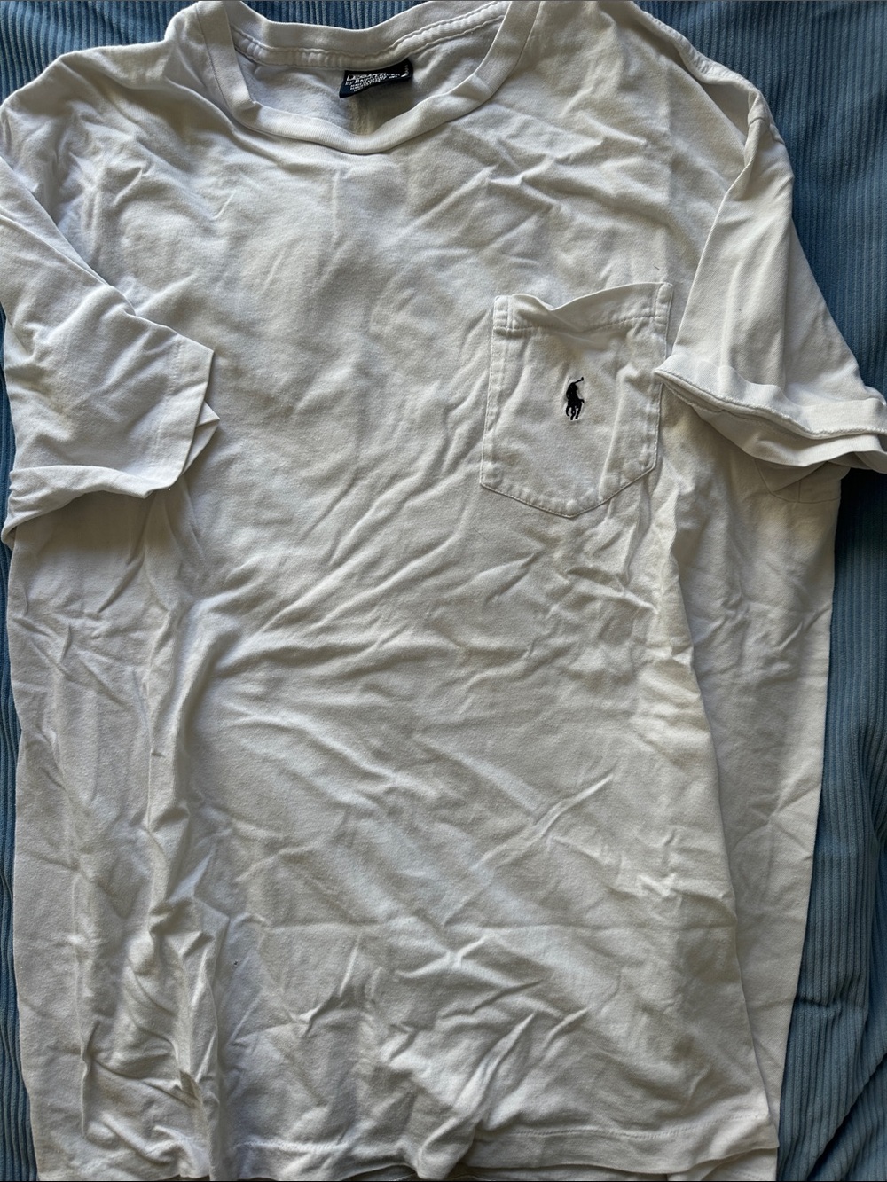 Ralph Lauren White Short Sleeve Pocket Tee with Black Polo Logo